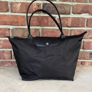 Large all black Longchamp tote.